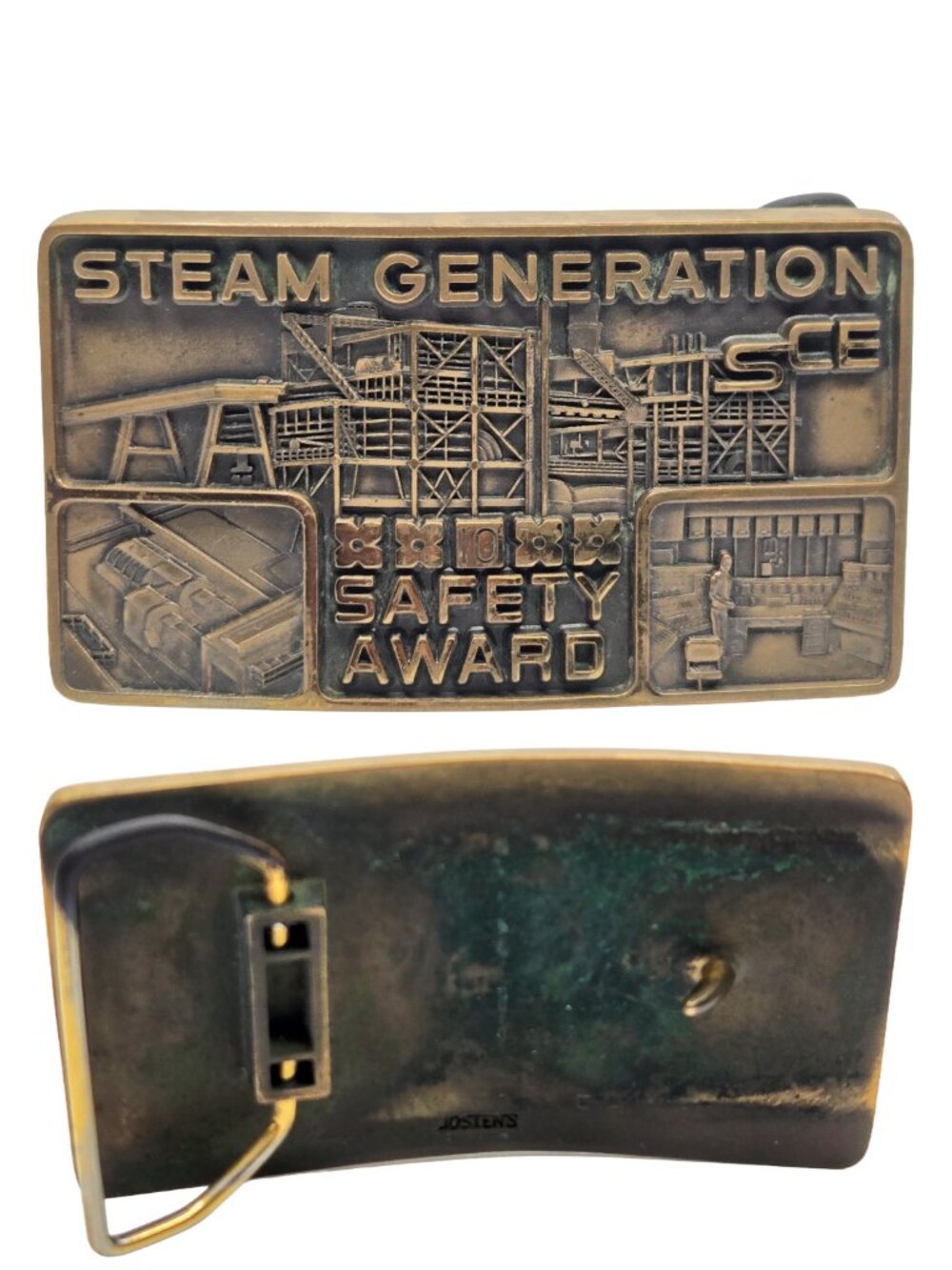 Vtg Southern California Edison 10 Year Safety Award Brass Buckle SCE